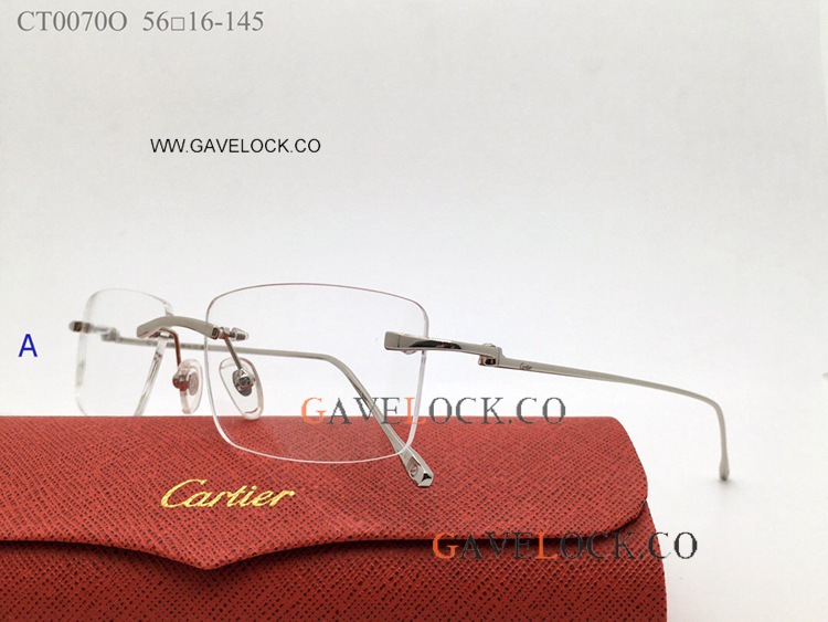 Cartier Santos de ct0070o Eyeglasses Shiny silver Leg